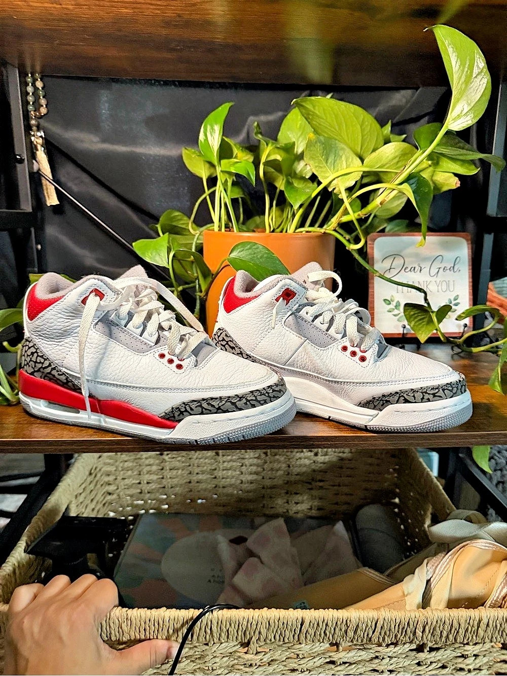 Nike Air Jordan 3 Retro Sneakers White & Red Girls US 3.5